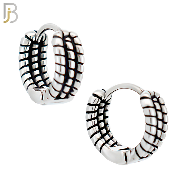 ES123 - Stainless Steel Vintage Tribal Huggies Hoops Earrings image 0
