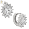925-ES276- .925 Sterling Silver Oval Prong Multi Zircon Design Huggies Hoops Earrings Stud image 1