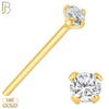 14-NR02CY-20 - 20g Thickness 14k Solid Yellow Gold Prong Setting  Round Cubic Zircona Nose Stud Bend-it Yourself, Nose Straight  image 3