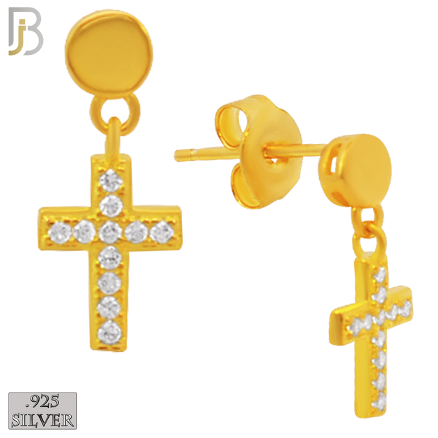 925-ES184 -  .925 Sterling Silver Dangling Cross Design Earrings Stud image 2