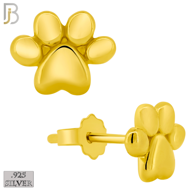 925-ES367 - Push Back - .925 Sterling Silver Plain Paw Print Stud Earrings image 2
