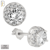 925-ES77 - .925 Sterling Silver Round Design with Multi Zircon Earring Stud image 1