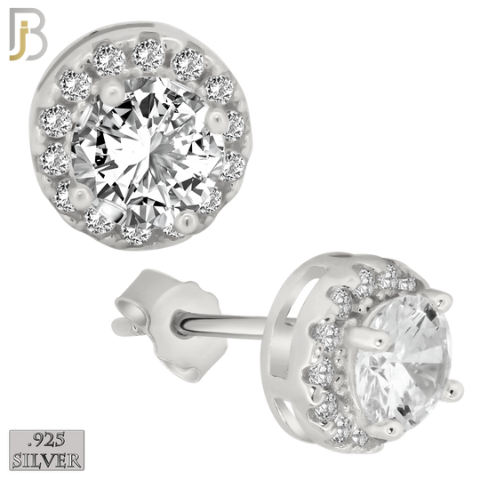 925-ES77 - .925 Sterling Silver Round Design with Multi Zircon Earring Stud image 1