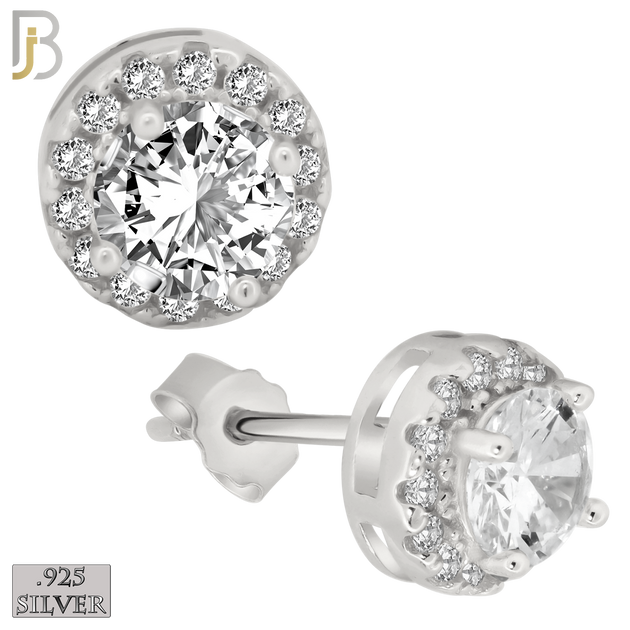 925-ES77 - .925 Sterling Silver Round Design with Multi Zircon Earring Stud image 1
