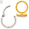 CT127 - 316 Surgical Steel CZ and Beads Line Hinged Hoop (Pack of 6) image 0