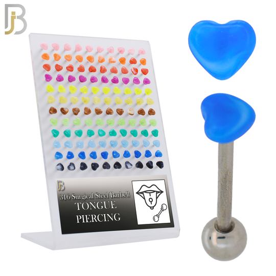 PK-BB49 - 316L Surgical Steel Barbell with Acrylic Marble Heart Screw External Threaded Pack of 120 image 0