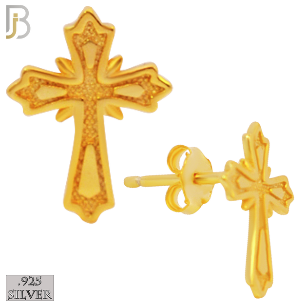 925-ES157 - .925 Sterling Silver Cross Design Earring Stud image 2