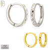 925-ES453 - 925 Sterling Silver Plain Beveled Edge Design Huggies Hoop Earrings image 0