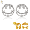 925-ES305 - .925 Sterling Silver Smiley with Zircon for Eyes Design Stud Earrings image 0