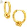ES279 - 316L Stainless Steel Plain Huggies with 5 Rings Clip On - Gold Plated image