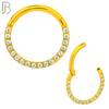 CT93G -  316 Stainless Steel Gold Plated Hinged Hoop with CZ Gems Nose Rings (PACK OF 6) image 2
