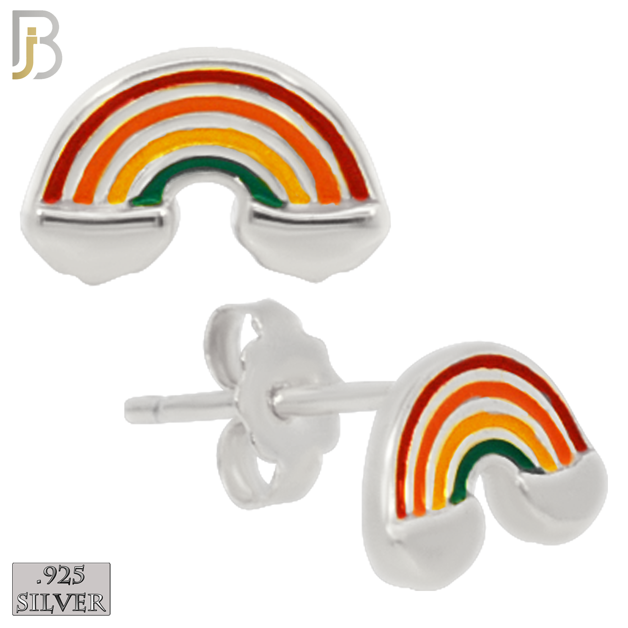 925-ES309 - .925 Sterling Silver  Colorful Rainbow Design Stud Earrings image 1