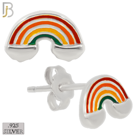 925-ES309 - .925 Sterling Silver  Colorful Rainbow Design Stud Earrings image 1