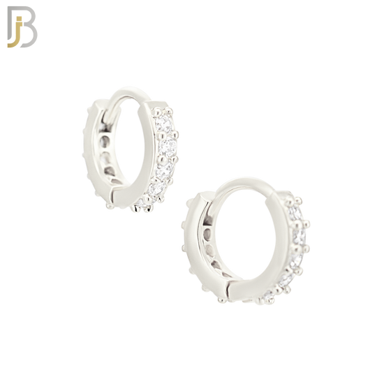 ES02S - 316L Stainless Steel Prong Setting Zircon with 2mm Front Thickness Huggies image 1