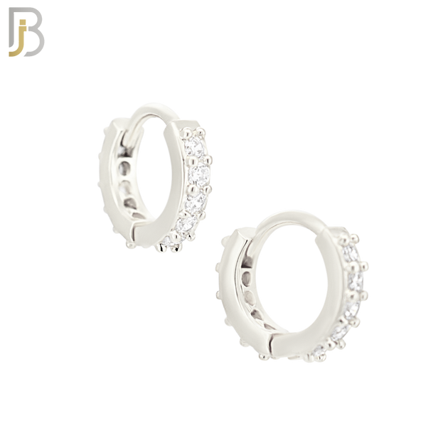 ES02S - 316L Stainless Steel Prong Setting Zircon with 2mm Front Thickness Huggies image 1