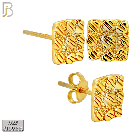 925-ES516 - 925 Sterling Silver Flat (Thin) Square Nugget Push Back Earrings - 8mm image