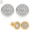 925-ES29 - .925 Sterling Silver 9mm Round Earrings Stud with Zircon image 0