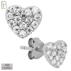 925-ES140 - .925 Sterling Silver Heart Design with Zircon Design Earring Stud image 3