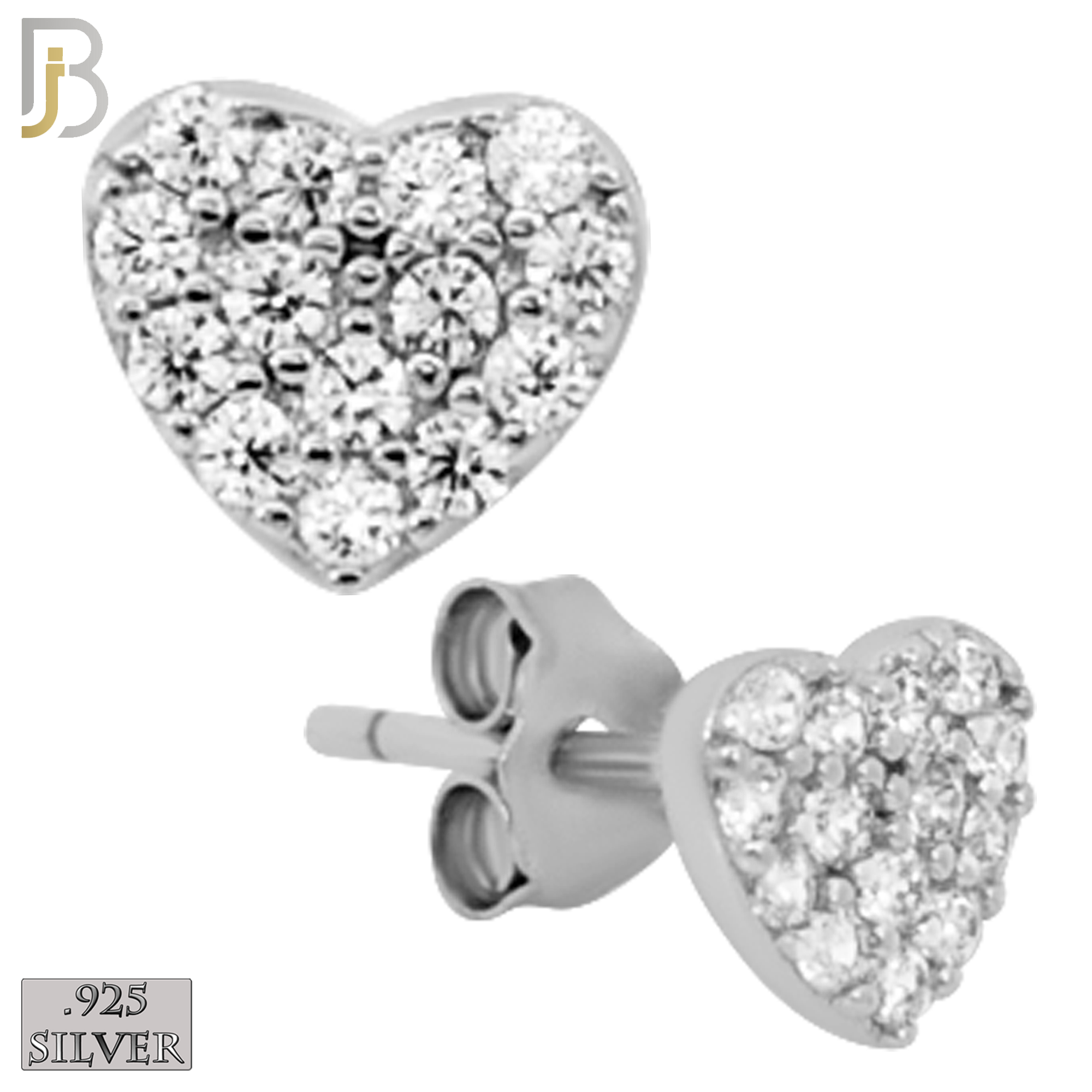 925-ES140 - .925 Sterling Silver Heart Design with Zircon Design Earring Stud image 3