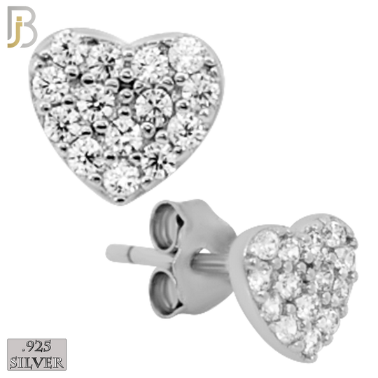 925-ES140 - .925 Sterling Silver Heart Design with Zircon Design Earring Stud image 3