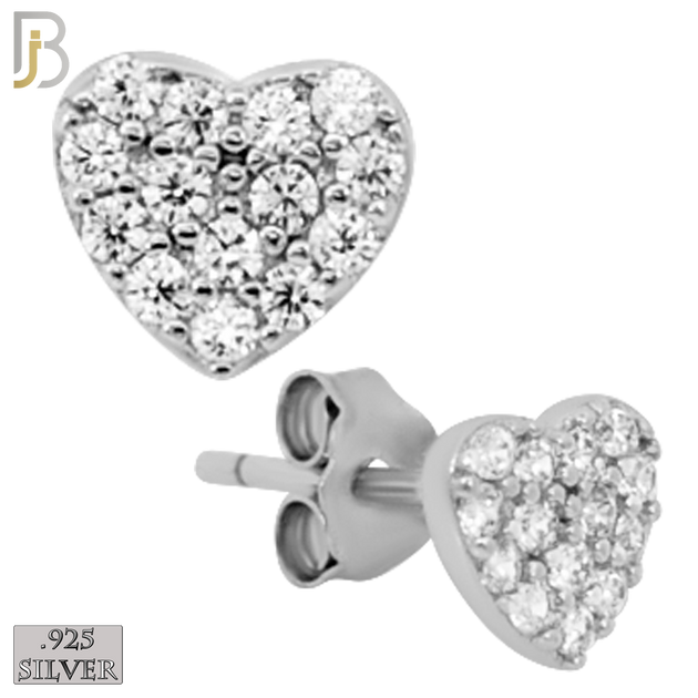 925-ES140 - .925 Sterling Silver Heart Design with Zircon Design Earring Stud image 3