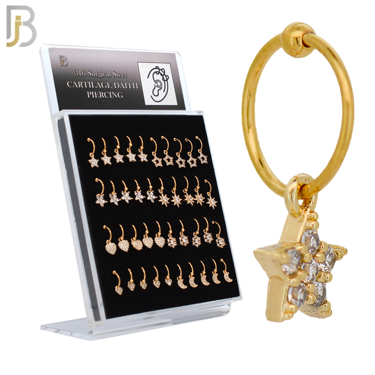 PK-HX01 - 316L Surgical Steel Different Dangling Designs Helix Piercing Pack of 40 image 2