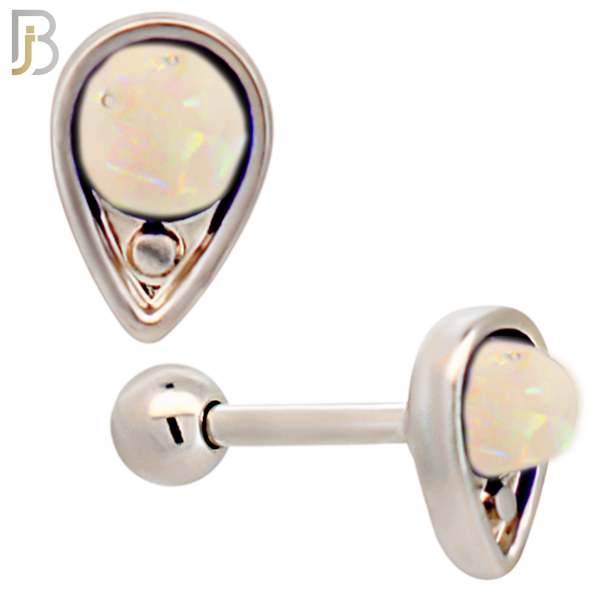 TB123 - 316L Stainless Steel Opal/Turquoise Teardrop Tragus/Cartilage Barbell  (Pack of 6) image 1