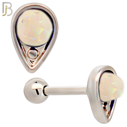 TB123 - 316L Stainless Steel Opal/Turquoise Teardrop Tragus/Cartilage Barbell  (Pack of 6) image 1