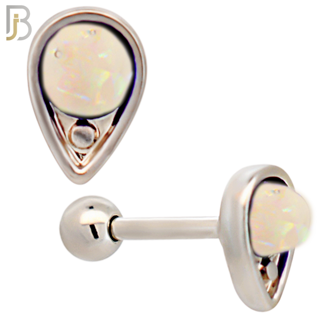 TB123 - 316L Stainless Steel Opal/Turquoise Teardrop Tragus/Cartilage Barbell  (Pack of 6) image 1