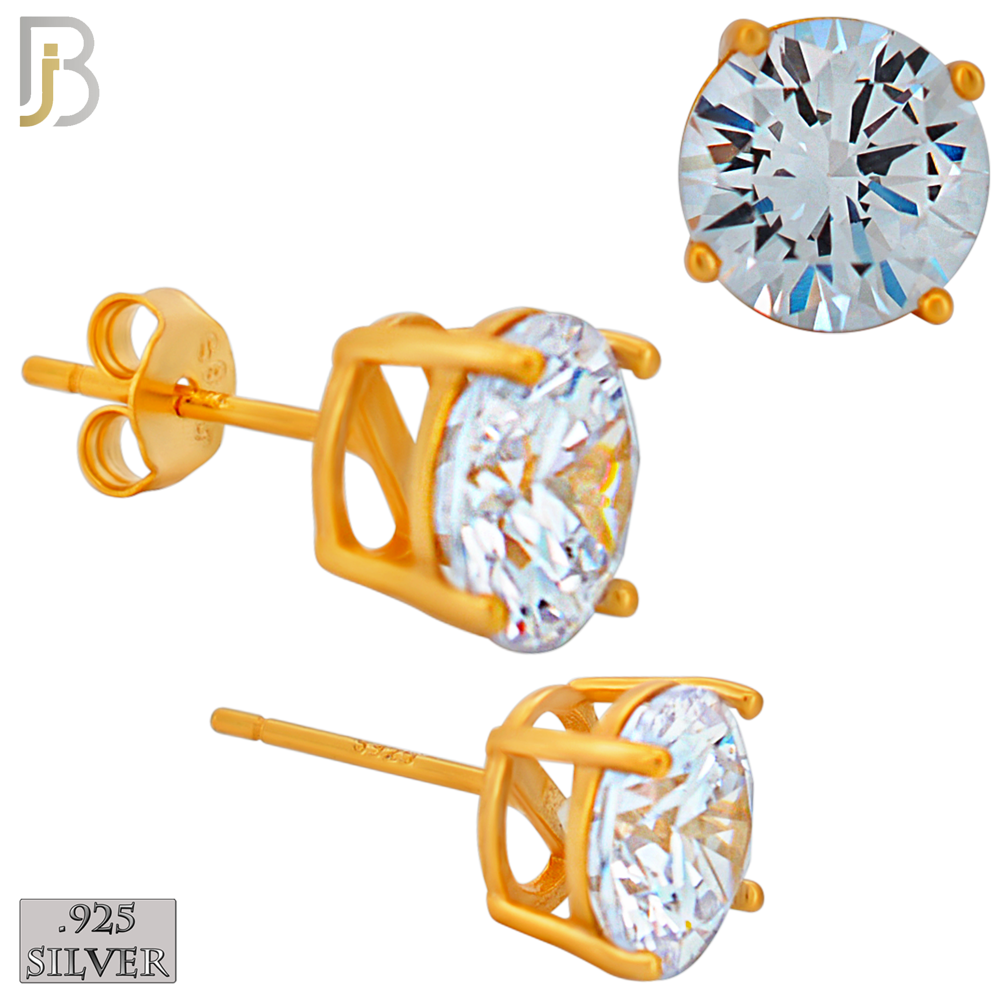 925-ES71-RC - .925 Sterling Silver Rose Gold Plated Earring Stud Casting Round Prong Setting Clear Zircon image 6