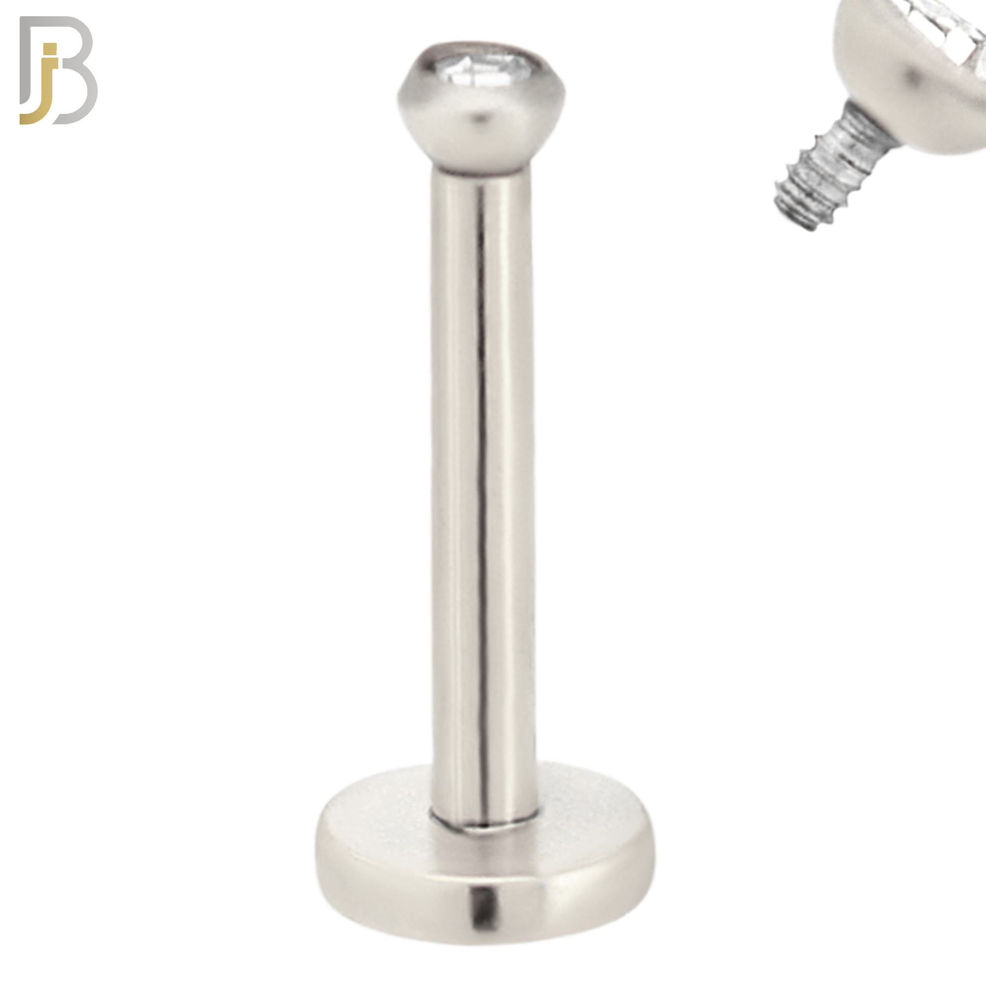 LB07S - 316L Surgical Steel Bar Press Fit Zircon Bezel Monroe Labret Screw Internally Threaded  Flat Back (PACK OF 6) image 1
