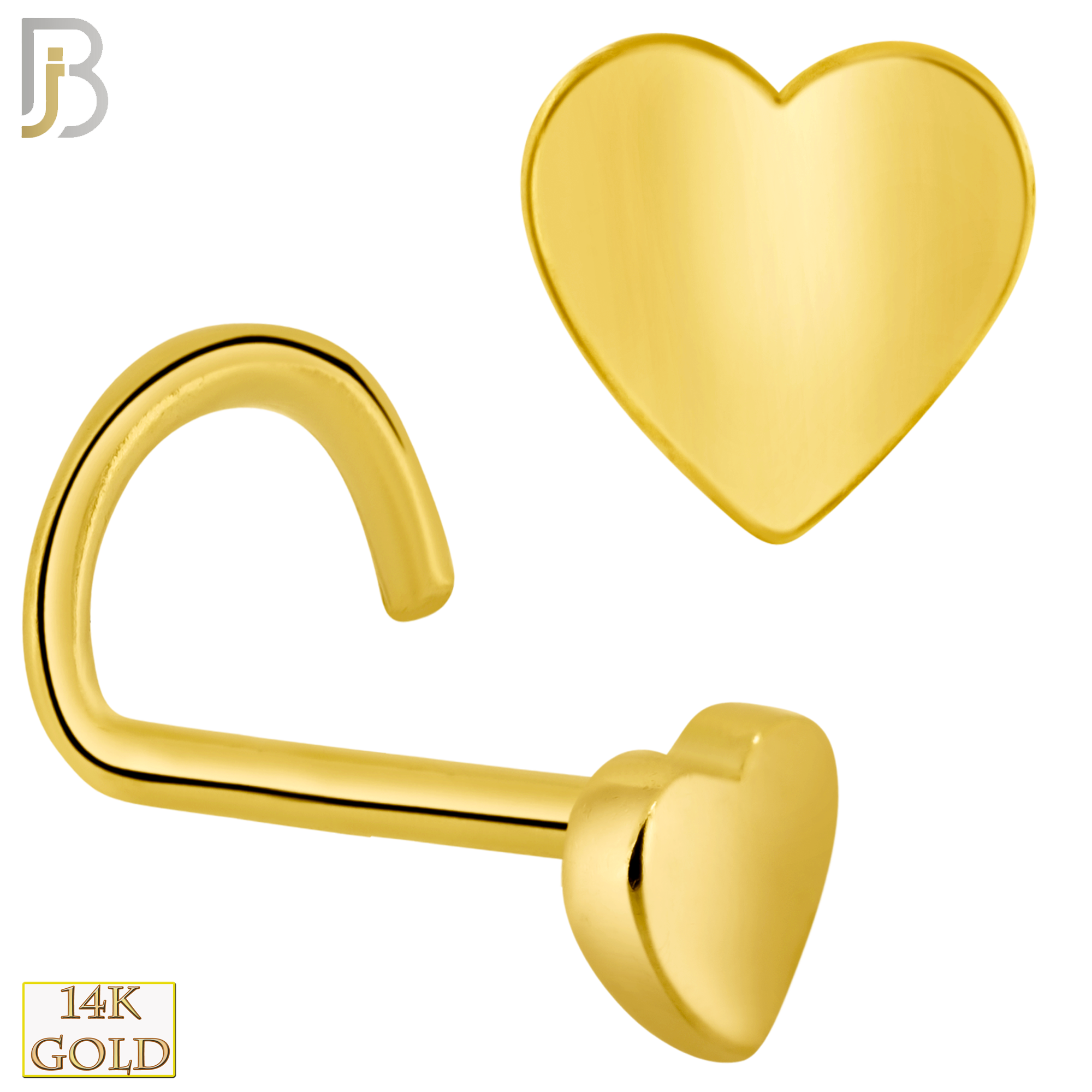 14-NR49C - Yellow Gold - 14k Solid Gold Corkscrew Heart Design image 0
