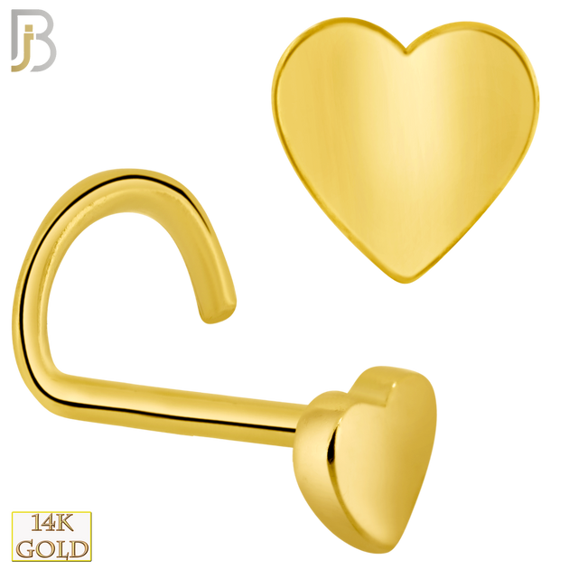 14-NR49C - Yellow Gold - 14k Solid Gold Corkscrew Heart Design image 0