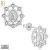 925-ES176 – .925 Sterling Silver Virgin Mary with Clear Zircon image 1