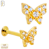 14-LB123 - 14k Yellow Gold Cubic Zirconia Studded Butterfly Labret image 0