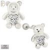 925-ES371 - Screw Ball Back - .925 Sterling Silver Bear with Heart Shaped CZ Stud Earrings image 1