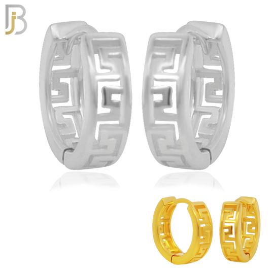 925-ES181 -  .925 Sterling Silver Maze Design Huggies Earrings image 0