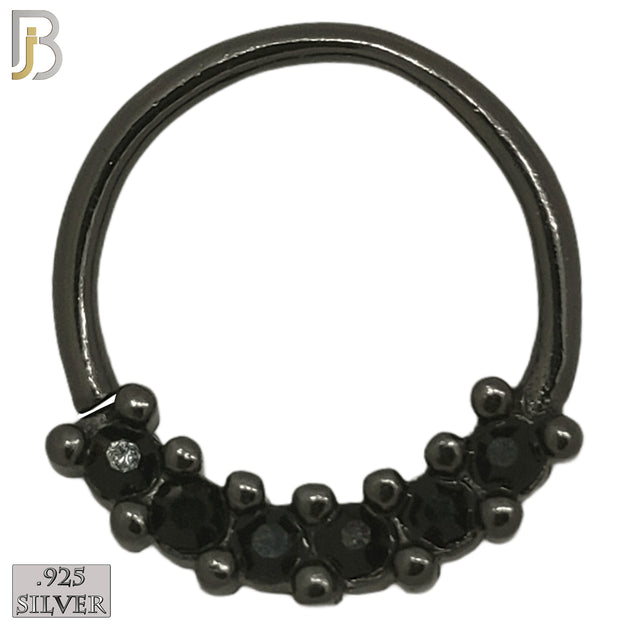 TH10-9 -  .925 Sterling Silver 16g Thickness 6 CZ Bezel Set Tragus Hoops Piercing (PACK OF 6) image