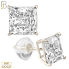 14-ES07WC - 14K White Gold Silicone Back Stud Earrings Casting Prong Setting with Square Clear Zircon image 1