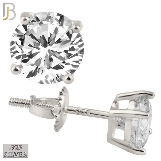 925-ES79-SC - .925 Sterling Silver Butterfly Screw Back Stud Earrings Casting Prong Setting with Round Clear Zircon image 0