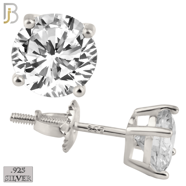 925-ES79-SC - .925 Sterling Silver Butterfly Screw Back Stud Earrings Casting Prong Setting with Round Clear Zircon image 0