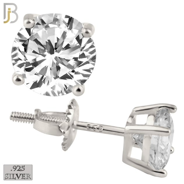 925-ES79-SC - .925 Sterling Silver Butterfly Screw Back Stud Earrings Casting Prong Setting with Round Clear Zircon image 0