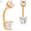 NB06R - 316L Stainless Steel Rose Gold Plated Heart Prong Setting Zircon  Banana Belly Navel Ring  (PACK OF 6) image
