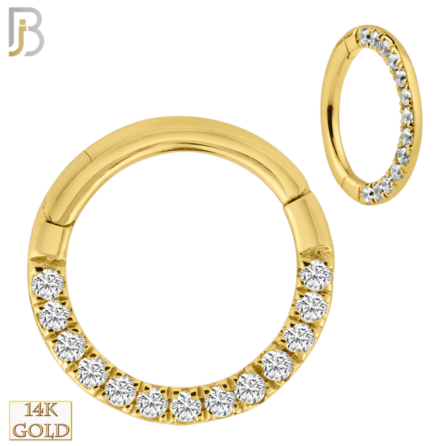 14-CT70YC - 14K Solid Gold Hinged Hoops with Multi Zircon image