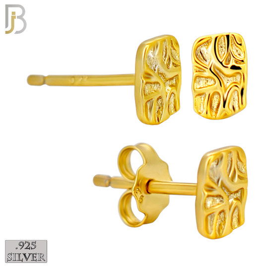 925-ES518 - 925 Sterling Silver Flat (Thin) Rectangle Nugget Push Back Earrings - 4x6mm image