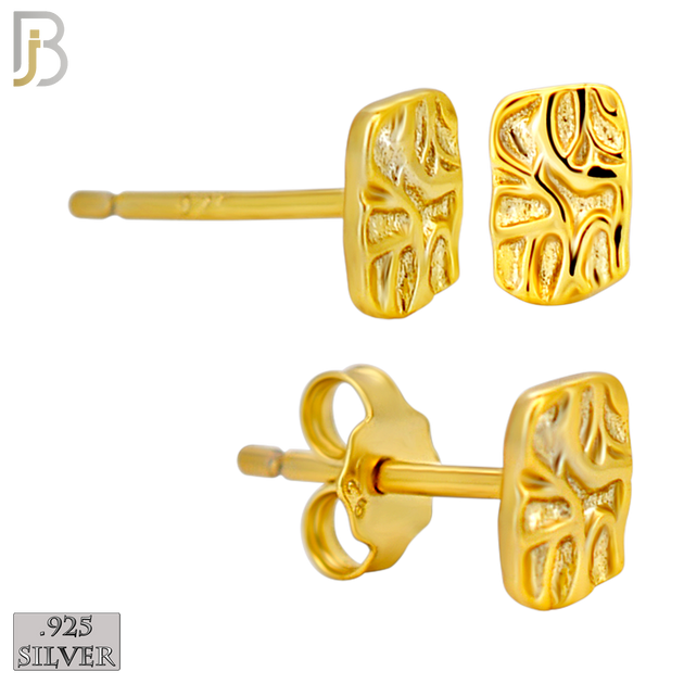 925-ES518 - 925 Sterling Silver Flat (Thin) Rectangle Nugget Push Back Earrings - 4x6mm image