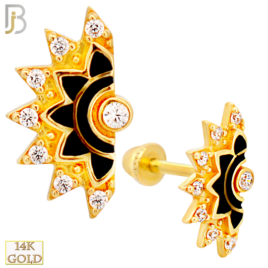 14-TB48 - 14k Yellow Gold 7 Point Fan with Black Coating Tragus Barbell with Baby Screw Backing image 0