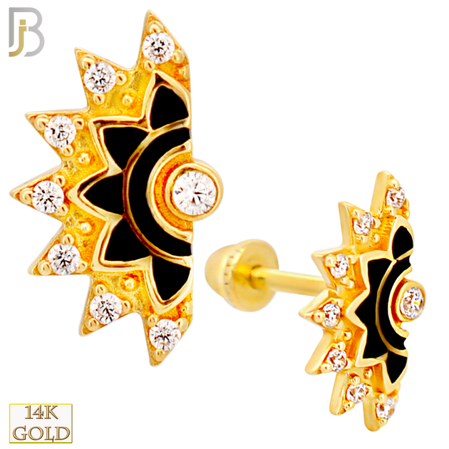 14-TB48 - 14k Yellow Gold 7 Point Fan with Black Coating Tragus Barbell with Baby Screw Backing image 0