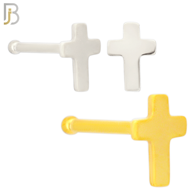 NR21B - 316L Surgical Steel Nose Bone Plain Cross Design (PACK OF 6) image 0