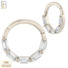 14-CT58 - 14K Solid Gold Hinged Hoops with Baguette Zircon image 1
